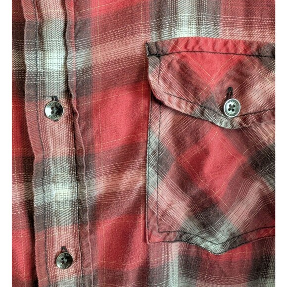 Guess Size XL Mens Lightweight Shirt Button Up Red Plaid Logan Extra Large LS - Picture 3 of 4